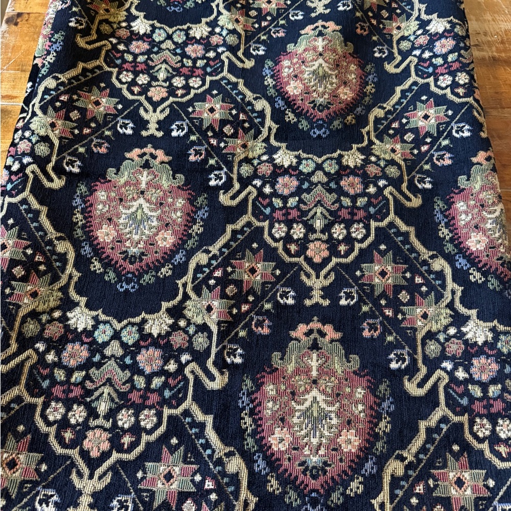 Navy Floral Medallion Jacquard Upholstery Fabric